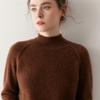Suéter de Cachemira para Mujer Estilo para Viajar al Trabajo, Nuevo Suéter Suave para el Día a Día, Camiseta Básica de Cuello Medio Alto, Mangas Raglán Amigables con la Piel para Otoño e Invierno