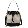 Moda de Comercio Exterior Transfronterizo Popular Bolso Cubo para Mujer 2025 Cierre de Cordón Cordón Color de Contraste Versátil Casual Hombro Cruzado