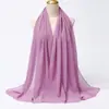 Bufanda larga de color liso transfronteriza, pañuelo para la cabeza de estilo étnico malasio para mujer, chal, bufanda versátil de gasa con perlas