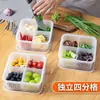 Caixa para Conservar Alimentos Frescos de Geladeira de Cozinha com Tampa Dividida Grande Capacidade Cebolinha Gengibre Alho Frutas Caixa de Armazenamento com Drenagem Transparente