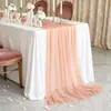 Decoración de Escena de Boda con Gasa, Mesa de Postres de Boda, Caminos de Mesa Fluidos, Manteles Largos, Mesa de Firma para Banquete de Boda, Decoración de Gasa