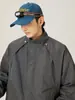 Jaqueta de Trabalho Impermeável com Gola Alta e Corte Amplo, Corta-vento para Uso Externo com Camadas Plissadas Estilo Primavera, Peça de Outerwear de Marca Tendência