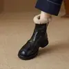 Botas de Tobillo Corto para Mujer Talladas Estilo Invierno con Felpa Engrosada Tacón Grueso Suela Gruesa Cremallera Lateral Botas de Algodón Cálidas Botas Martin Versátiles