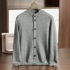 Duplo Grosso Cashmere Cardigan Dos Homens Meia-gola Alta Outono e Inverno Novo De manga Comprida Quente Malha Externa Fivela Camisola Jaqueta