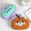 Nueva Bolsa de Lápices Linda de Peluche Gran Capacidad Caja de Papelería para Estudiantes Bolsa de Lápices Cartera de Cuero Enrollable para Lápices Bolsa de Almacenamiento para Escritorio