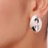 Pendientes de Tachuela Coreanos Simples Más Vendidos Pendientes Ovalados Geométricos Cepillados Pendientes de Lujo Ligero Pendientes Versátiles Colisión de Superficie Mate y Brillante