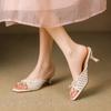 Sandalias de Tacón Alto Abiertas con Lazo Estilo Francés para Mujer, Nuevas de Verano 2026 Versátiles para Exteriores, Elegantes y Delicadas Zapatillas sin Cierre