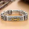 Pulseira Masculina Xiangxu Prata Moda Criativa Personalidade Joia de Mão Pilão Padrão Ping An Corrente Outlet de Fábrica Exquisita