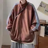 Chaqueta deportiva retro negra de tres rayas para hombre, abrigo cárdigan de marca casual americana moderna, nuevo otoño/invierno 2024