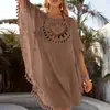 2021 novo sexy transfronteiriço ombro a ombro vazado solto plus size franja biquíni estilo ins blusa de praia ao ar livre