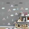 Pegatinas de globo aerostático de dibujos animados con árbol pequeño para habitación de niños, dormitorio, sala de estar, papel tapiz decorativo