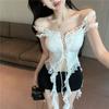 Camisola de Renda Irregular Feminina Roupa de Fora Verão Pura Lust Quente Garota Uma Alça Tubinho Estilo Tailandês Bonita