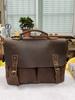 Pasta Masculina de Couro Genuíno Feita à Mão Couro Bovino Camada Superior Ombro Transversal Bolsa de Mão Masculina Bolso Duplo Retrô Bolsa para Computador