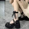 Zapatos Planos de Tacón Grueso y Suela Gruesa, Zapatos Pequeños de Cuero, Zapatos Lolita de Tacón Alto a la Moda para Mujer, Nuevos Zapatos JK 2025, Zapatos Mary Jane Retro