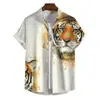 Nueva Camisa de Otoño para Hombre Tigre Impresión Digital 3D Camisa Hawaiana de Manga Corta Casual para Hombre