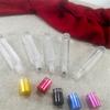Botella de bola redonda de 10 ml con forma de rodillo, fina y alta para perfume, redonda y delgada, con atomizador, y botella redonda de 10 ml con fondo grueso y cuentas.
