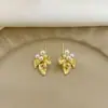 Pendientes de Plata de Ley S925 con Perlas de Imitación de Gama Alta para Mujer, Pendientes de Diseño Nicho, Pinzas para Orejas y Accesorios para Orejas Versátiles y Elegantes
