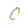 Suministro transfronterizo Aogu Moda europea y americana Cobre micro incrustado joyería de circonita color mixto goteo de aceite geométrico anillo abierto para mujer