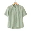 Novo Conjunto de Verão Estilo Chinês da Mamãe, Camisa Ocidental de Decote V, Camisa Solta Antiga de Verão para Mulheres de Meia-Idade e Idosas