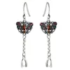 Pendientes Étnicos de Plata de Ley 925 Cloisonné Clip Artesanía de Goteo de Pegamento Retro Borla Gancho para Oreja DIY Soporte Vacío para Mujer
