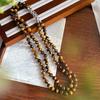 Collar Estilo Meilade de Piedra Ojo de Tigre Natural de Alta Calidad de 8 mm, Cadena Doble para Suéter, Múltiples Estilos de Uso Soportados