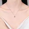Collar de Plata de Ley 925 con un Solo Diamante de Moissanita de un Quilate para Mujer, Collar con Colgante Cuadrado, Cadena de Clavícula de Diseño Sencillo