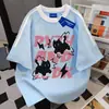 2025 Novo Design Americano Camisetas de Manga Curta com Cor Contrastante Nicho Três Listras para Homens e Mulheres Verão Soltas Costuradas Tops