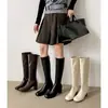 Botas altas estilo coreano para mulheres, tamanho pequeno, acima do joelho, de salto alto, salto grosso, brancas, emagrecedoras, botas longas