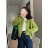 Outono/Inverno 2026 Novo Estilo Coreano Solto Cor Sólida Suéter Curto Casaco Feminino Zíper Manga Longa Cardigan de Tricô Top Tendência
