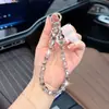Cadena de cristal facetado en forma de cubo de moda única y creativa para llavero de coche, correa de teléfono, colgante de decoración de bolso al por mayor