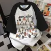 Camiseta de Manga Curta com Estampa de Urso Cartoon Color-Blocking Divertido Novo Estilo Verão 2025 Versátil Casual Preguiçoso