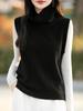 Chaleco sin mangas 100% lana pura para mujer 25 Otoño Nuevo estilo Cuello de pelo Chaleco de punto holgado para capas interiores