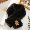 Bufanda Suave de Terciopelo Estampado Japonés de Oso Lindo para Niña Caliente Otoño e Invierno Protección del Cuello Estilo ins Versátil Bufanda para Estudiante