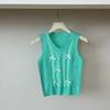 Verão Pure Lust Design Hot Girl Doce e Picante Falso Duas Peças Recorte Buraco Camisola Suéter Top Curto para Mulheres