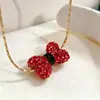 Brillante Nuevo Ins Zircón Lazo Moda Versátil Diseño Acero de Titanio Collar Elegante Moderno Lujo Ligero Cadena para Clavícula