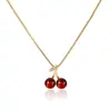 Collar con Colgante de Cereza de Lujo Ligero Transfronterizo Europeo y Americano Nicho Moda Simple Estilo Pastoral Collar Joyería de Pareja para Viajes para Mujeres