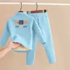 Conjunto de Ropa Interior Térmica para Niños con Forro Polar y Terciopelo Alemán Espesado Ropa de Casa Ropa de Otoño para Bebé y Pantalones Pijamas para Niños y Niñas