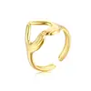 Anillo de Acero de Titanio de Lujo Ligero de Nicho con Gesto de Corazón para Mujer, No se Desvanece, Anillo Ajustable de Acero Inoxidable con Forma de Corazón