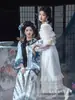 Traje Feminino Retro Dinastia Qing Han e Melhor Amiga da Srta. Liuyang Fotografia Roupa Azul e Branco Porcelana Viagem Fotografia
