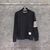 Sudadera al por mayor de otoño Tb Jl para hombre, Jersey de cuello redondo, Teñido en hilo de cuatro rayas, Nuevo estilo, Doble felpa, Ropa deportiva para hombre
