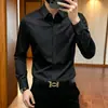 Camisa formal de manga larga para hombre de alta gama, elegante y atractiva, corte slim, resistente a las arrugas, business casual, con buena caída y elasticidad