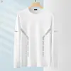 Camiseta Outono Manga Longa Adolescente Estampa Plus Size Camiseta Básica Masculina Gola Redonda Simples Solta Top T-shirt da Moda T