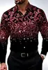 Camisa masculina lantejoulas roupas masculinas transfronteiriça masculina lapela manga longa traje formal camisa de manga longa estampa digital
