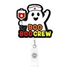 Porta-Crachá Retrátil Fantasma de Halloween Clipe de Crachá Acrílico Giratório Boo Porta-Identidade Médica Atacado