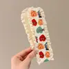 Faixa de cabelo de tricô floral com velcro para mulheres, presilha de franja floral doce, faixa de cabelo para arrumar o cabelo, acessório de cabelo estilo pastoral francês