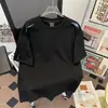 Camiseta de Manga Corta Patchwork Deconstruido High Street para Hombre, Estilo Americano de Verano Marca de Tendencia Cuello Redondo con Diseño Único, Camisa de Media Manga Nicho para Pareja
