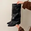 Botas Melard, nueva colección primavera/otoño, punta fina, tacón alto, tacón grueso, con correa de hebilla, que aumentan la altura, botines, botas de montar, botas altas