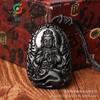 Colgante de obsidiana esmerilada con ocho guardianes del zodíaco, cristal de alcohol, mono Tathagata guardián