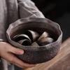 Lavado de té de cerámica gruesa grande, estilo japonés, patrón de martillo, hecho a mano, vintage, lavado de taza, lavado de lápiz, cambio de horno, cerámica, esmaltado dorado, pontón de agua creativo