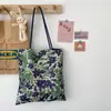 Bolsa Tote Floral Estilo Coreano 2026 para Mulheres, Bolsa de Ombro de Grande Capacidade, Bolsa de Lona Versátil para Roupas de Trabalho, Bolsa de Estudante